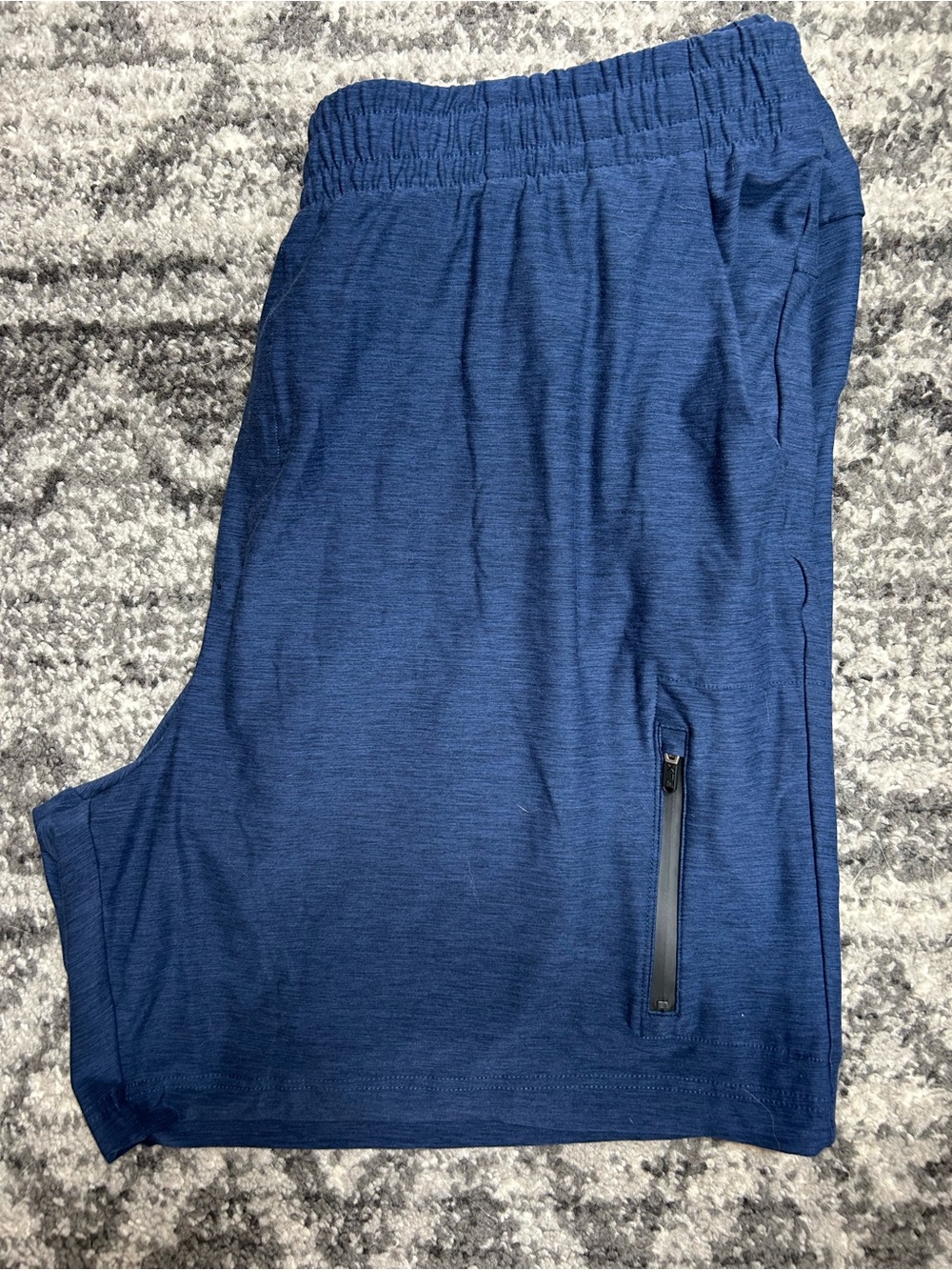 Men's FLX Navy Athletic Shorts with Elastic Waist and Zip Pocket